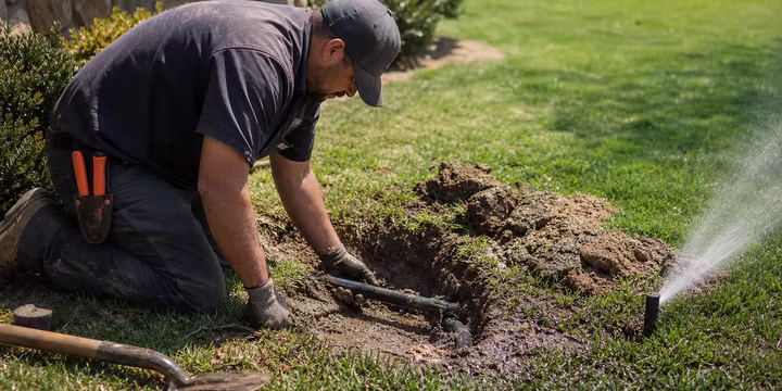 repair broken sprinkler line