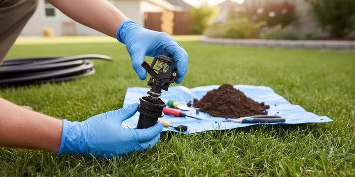 repairing rain bird sprinkler head