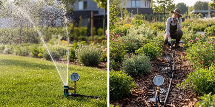 sprinkler system and drip irrigation